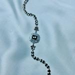 Black Onyx Centerpiece & Heart-shaped Links Bracelet – Silver & Zirconia Accents