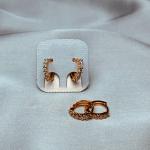 Gold-Plated Earrings with Sparkling Zirconia Accents