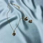 Romantic Gold Brown Heart Jewelry Set – Necklace & Earrings