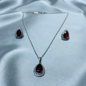 Crimson Royale – Ruby-Inspired Necklace & Earrings Set